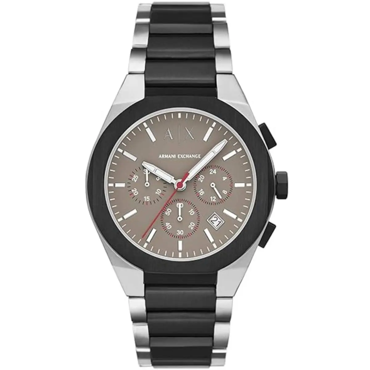Armani Exchange Men`s Watch Sync Chronograph Brown Dial Two Tone Bracelet AX4199