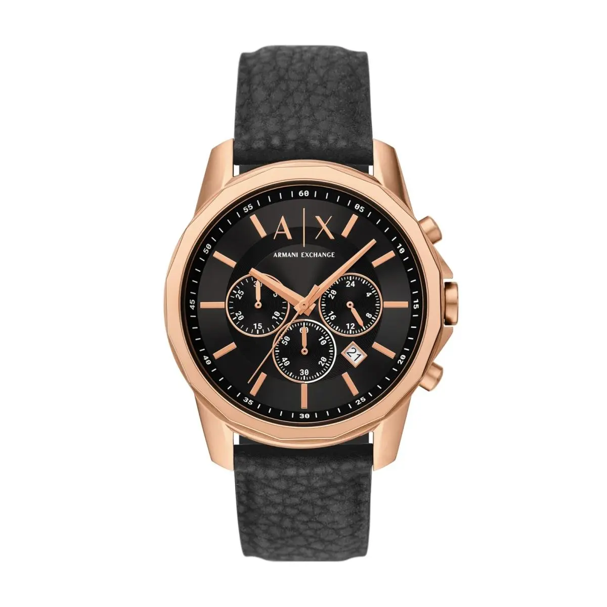 A X Men`s Watch Chronograph Black Rubber/rose Gold by Armani Exchange