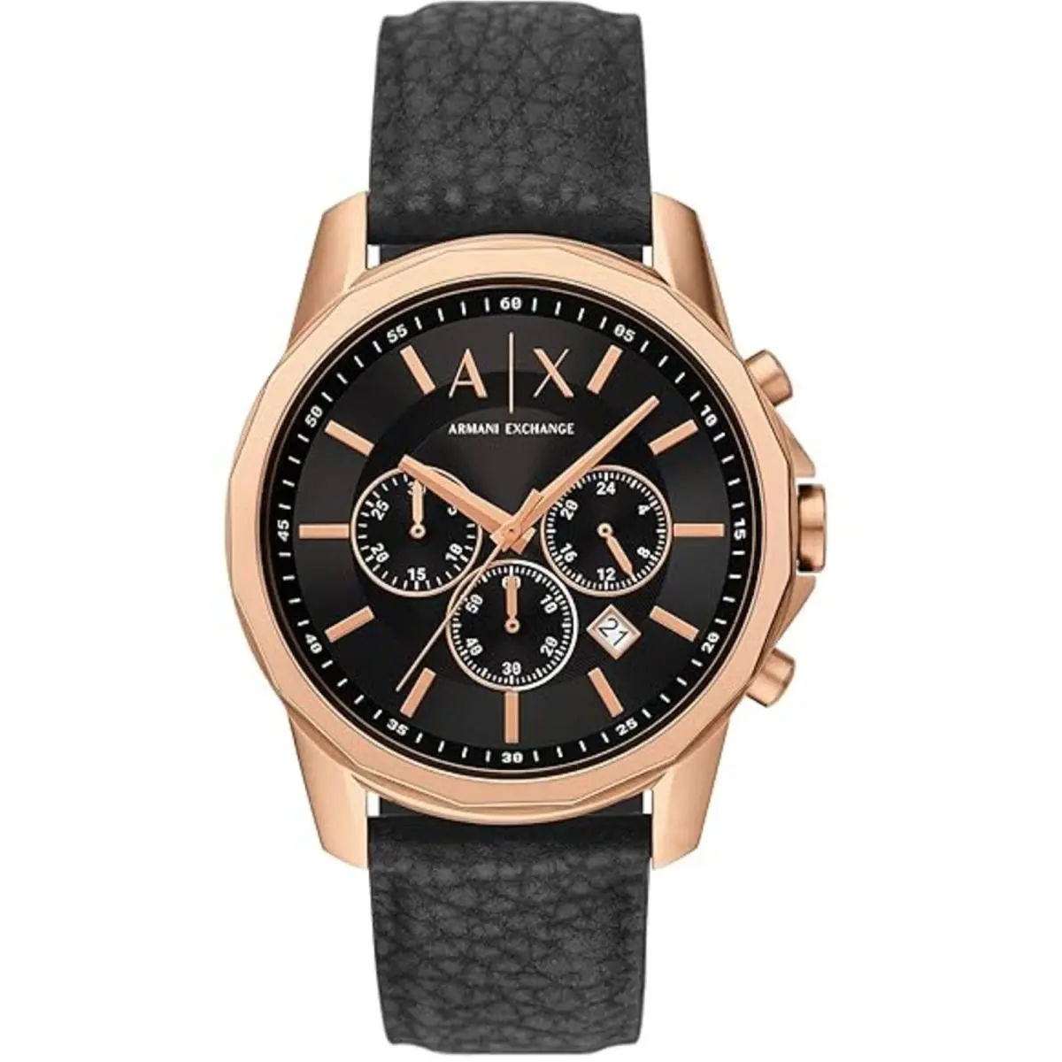 Armani Exchange Men`s Watch Banks Chronograph Black Dial Rubber Strap AX1769