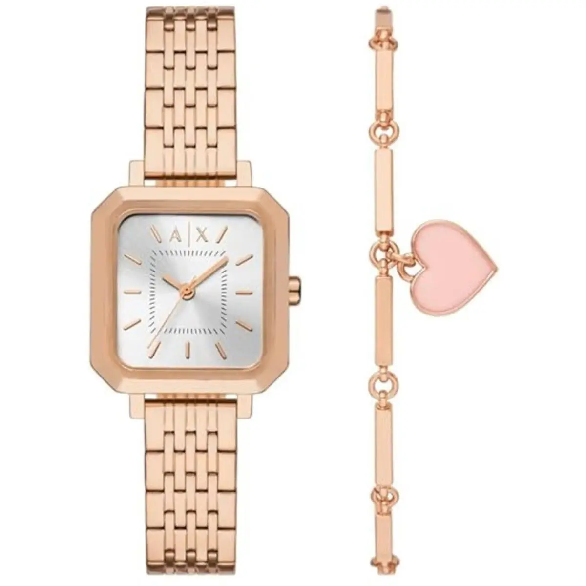 Women`s Watch Set Leila Rose Gold Dial Steel Bracelet AX7164SET by Armani Exchange