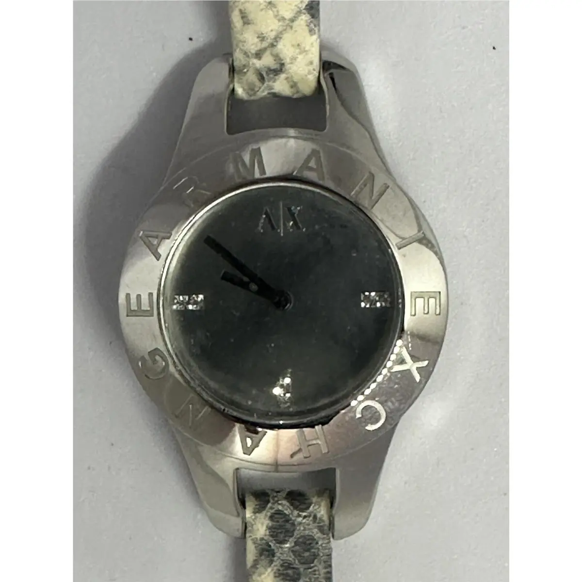 Ladies Battery Python Stamped Leather Watch AX4128 by Armani Exchange