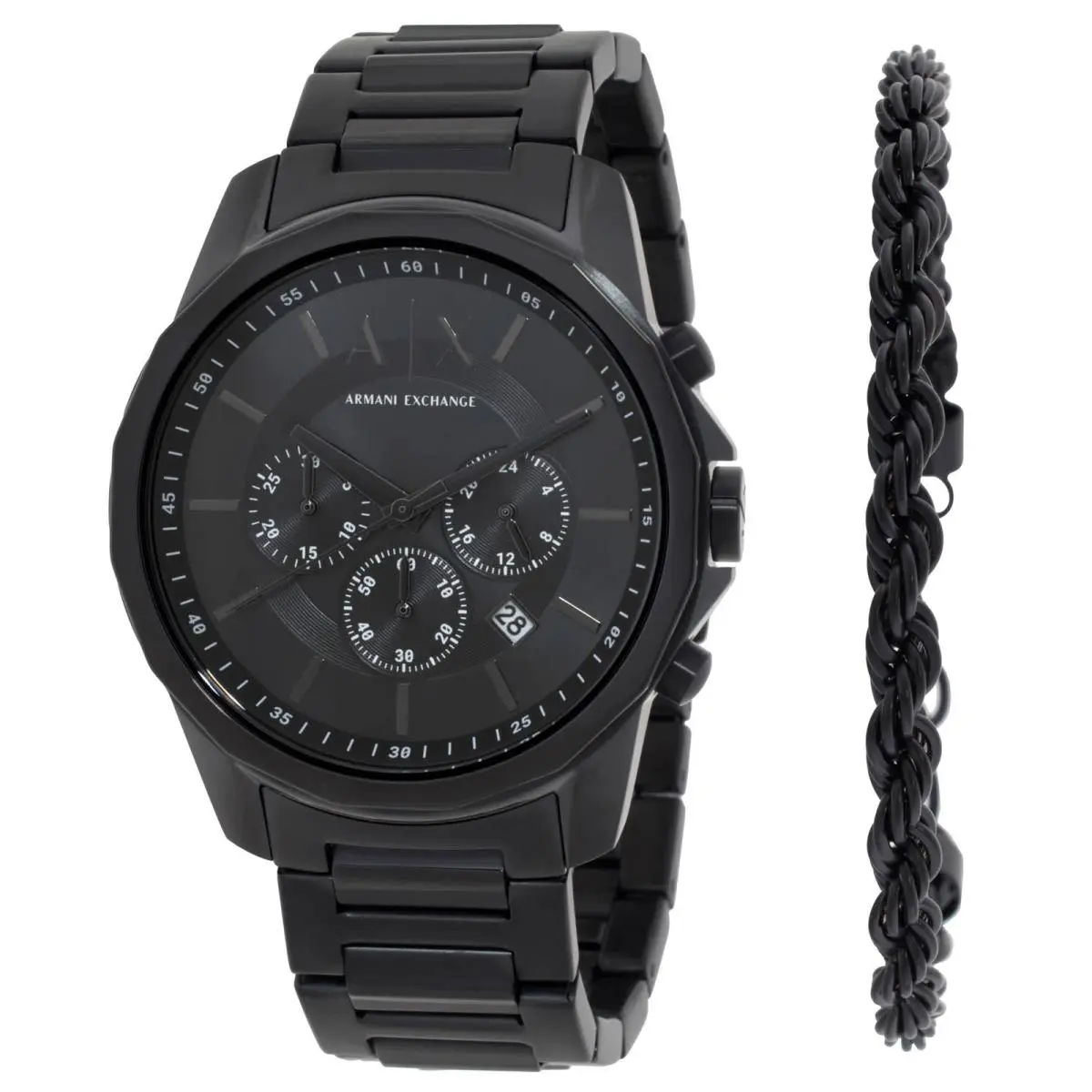 Armani Exchange Chronograph Quartz Black Dial Men`s Watch Gift Set AX7163SET