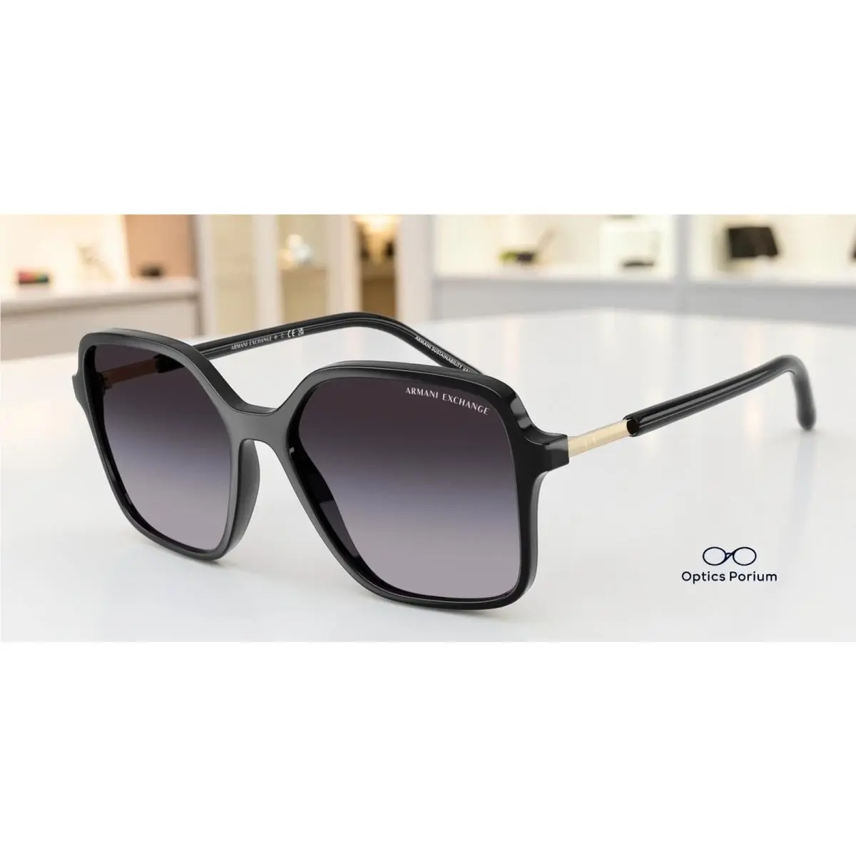 AX4163S 81788G Shiny Black Grey Gradient 53mm Women`s Sunglasses by Armani Exchange