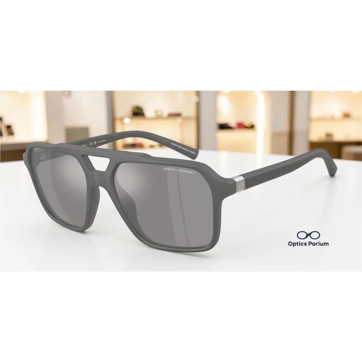 AX4166SU 8400Z3 Grey Silver Mirror Polarized 57mm Men Sunglasses by Armani Exchange