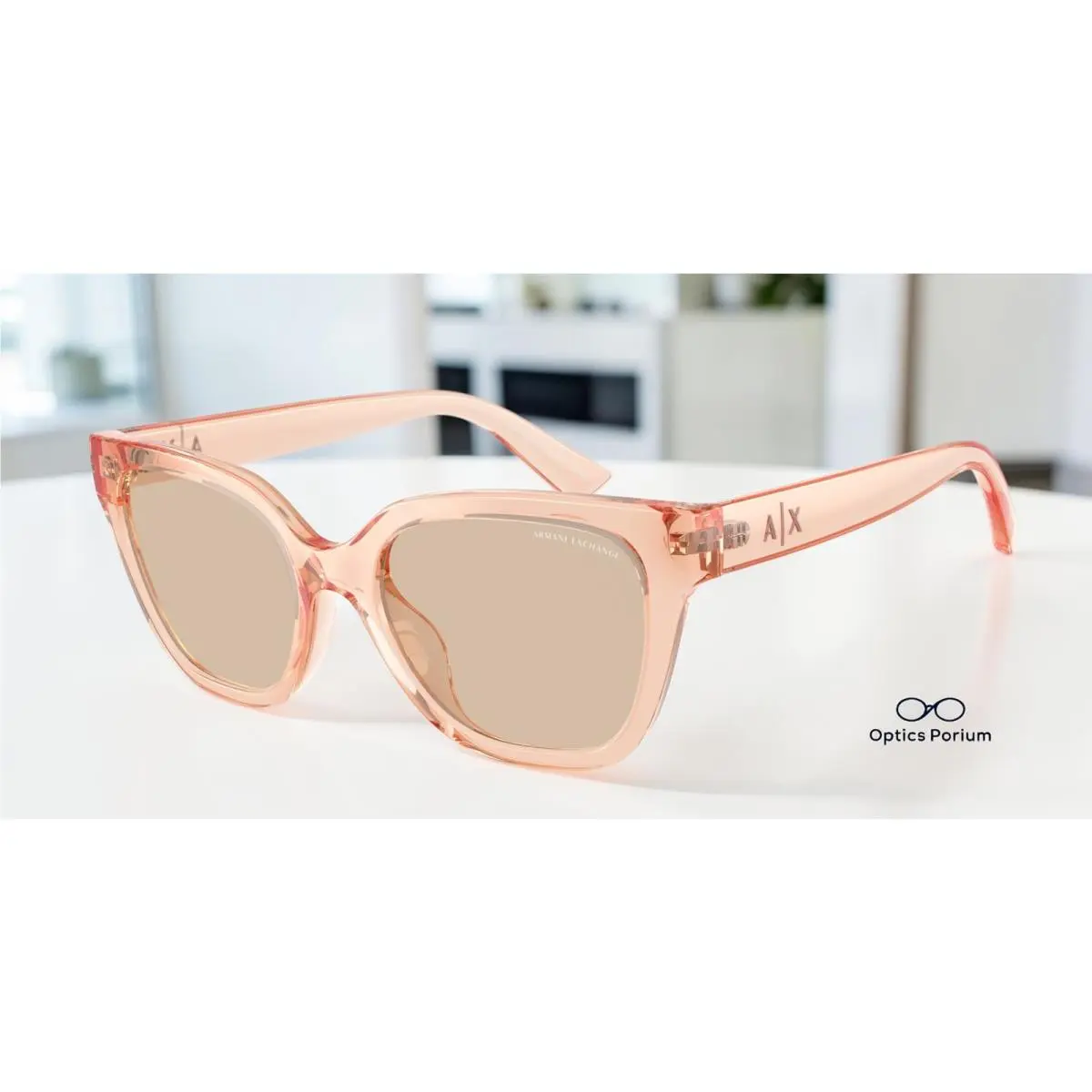 AX4164SU 839593 Transparent Peach Brown 53 mm Women`s Sunglasses by Armani Exchange