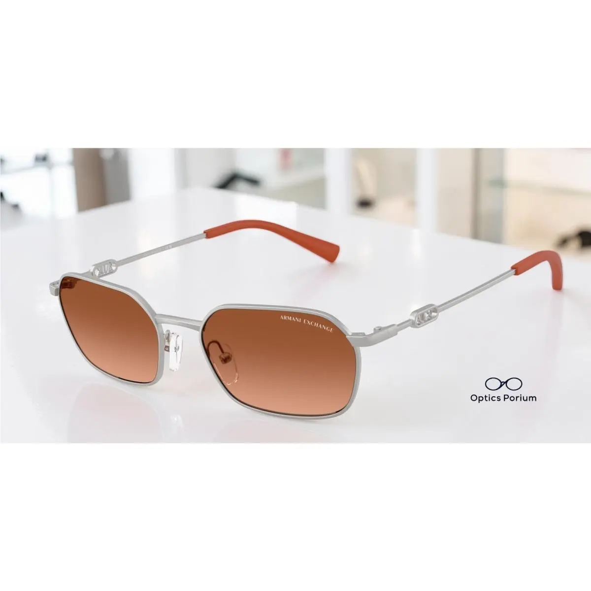 AX2056S 602078 Silver Orange Gradient Brn 54mm Unisex Sunglasses by Armani Exchange