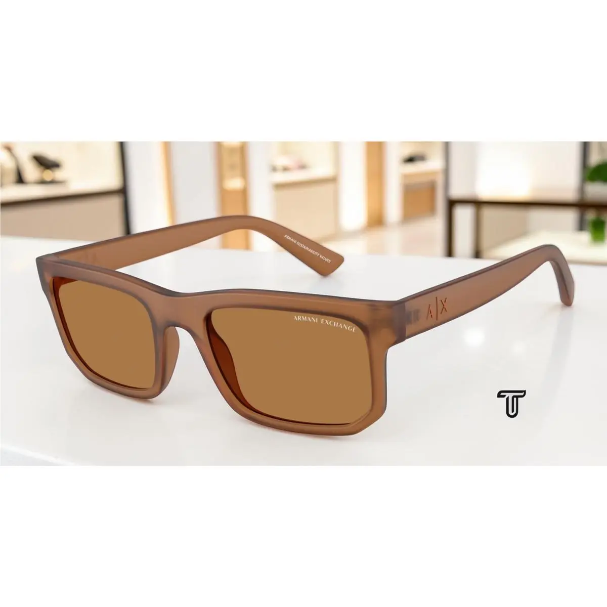 AX4165S 835873 Frosted Brown Bronze 56 mm Men`s Sunglasses by Armani Exchange