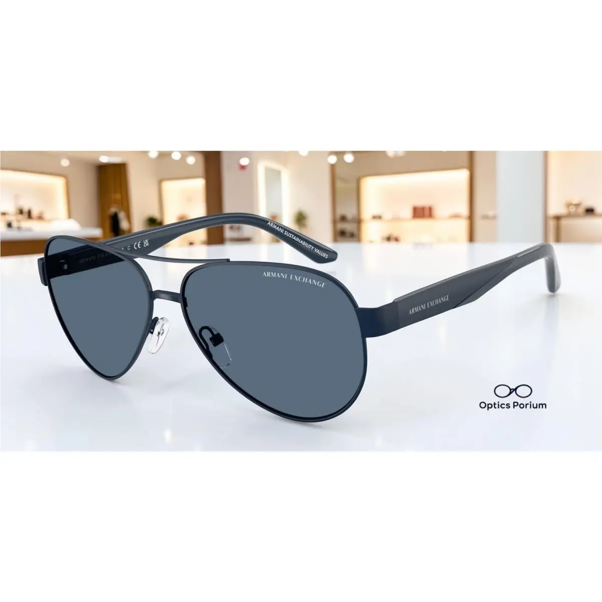 AX2034S 609980 Matte Blue Dark Blue 59 mm Men`s Sunglasses by Armani Exchange