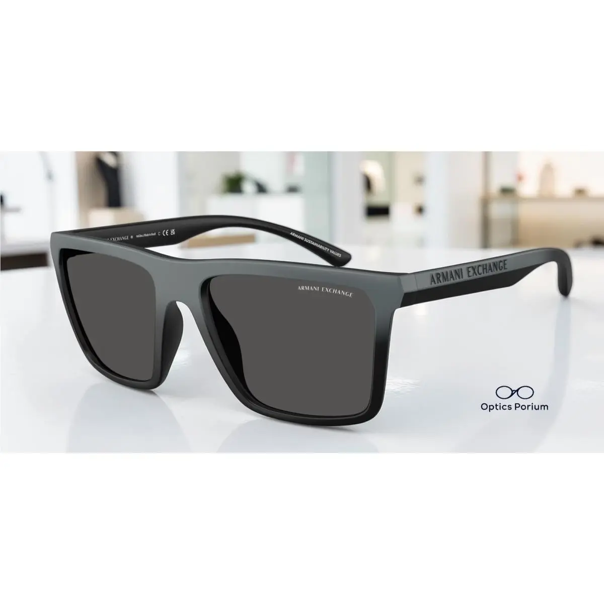 Armani Exchange AX4162SU 838887 Matte Grey Gradient Grey 57 mm Men`s Sunglasses