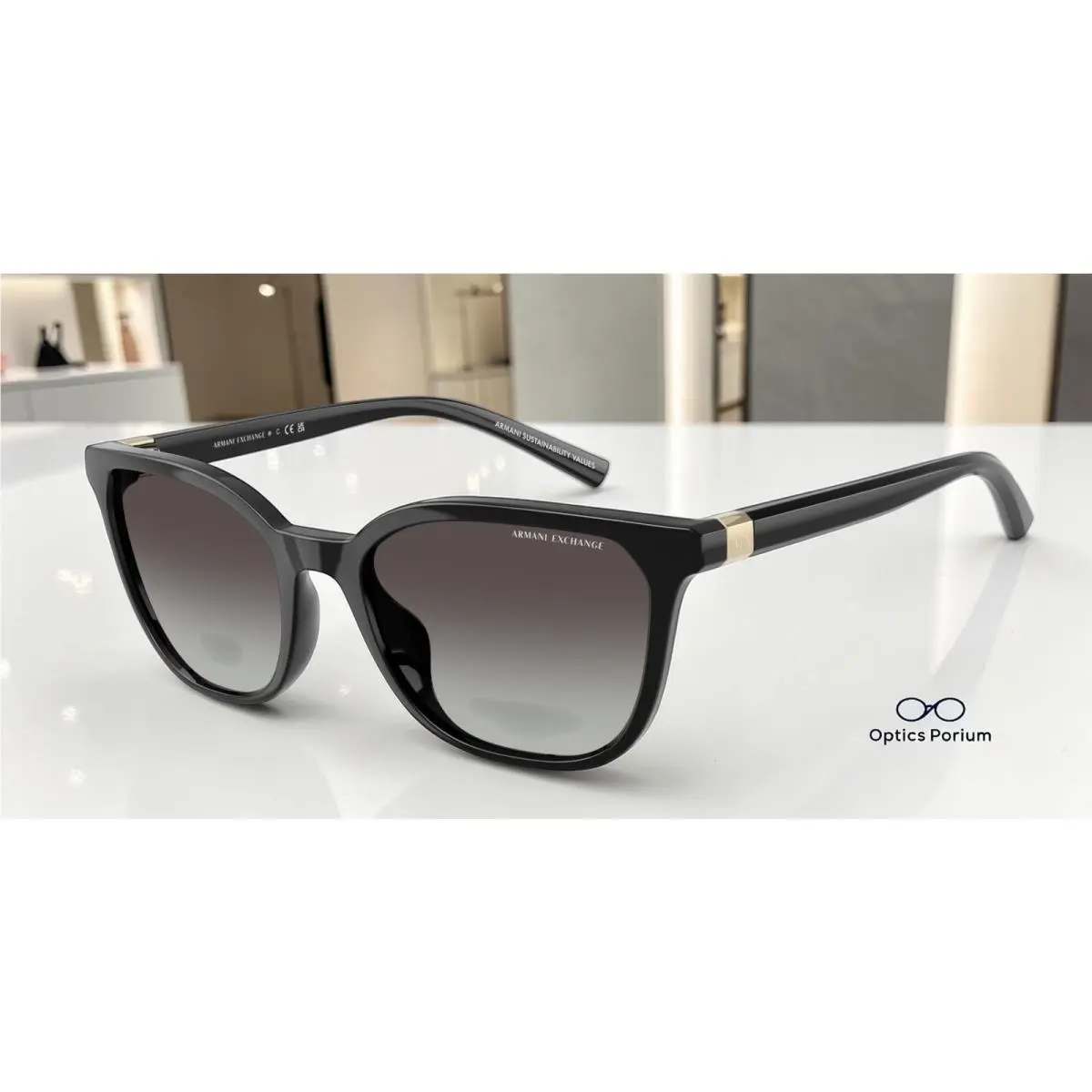 Armani Exchange AX4168SU 81588G Shiny Black Grey Gradient 54mm Womens Sunglasses