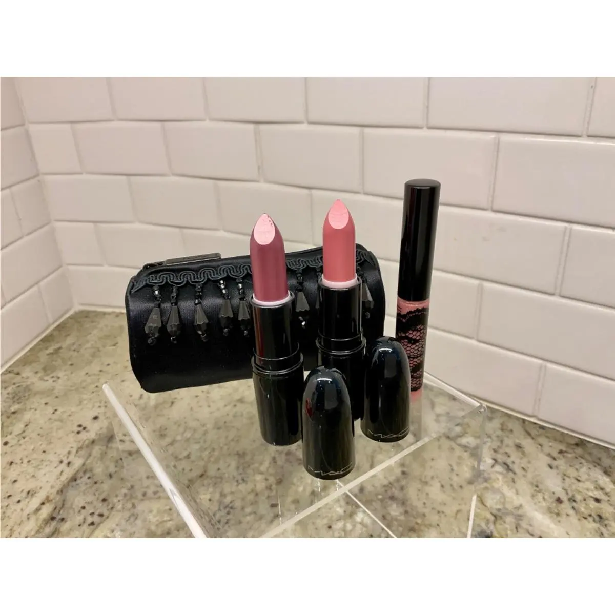 Mac Formal Black Fringe : 3 Pink Lips Bag Limited Edition Lip Bag by MAC Cosmetics