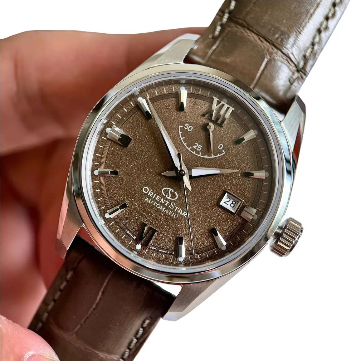 Star Sapphire Crystal Automatic Brown Dial Men`s Watch RK-AU0113Y by Orient