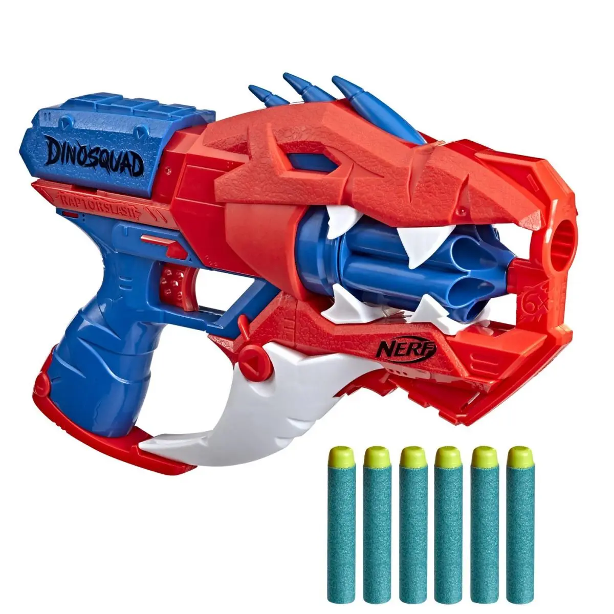 Nerf Dinosquad Raptor-slash Dart Blaster 6-Dart Rotating Drum Slam Fire Action