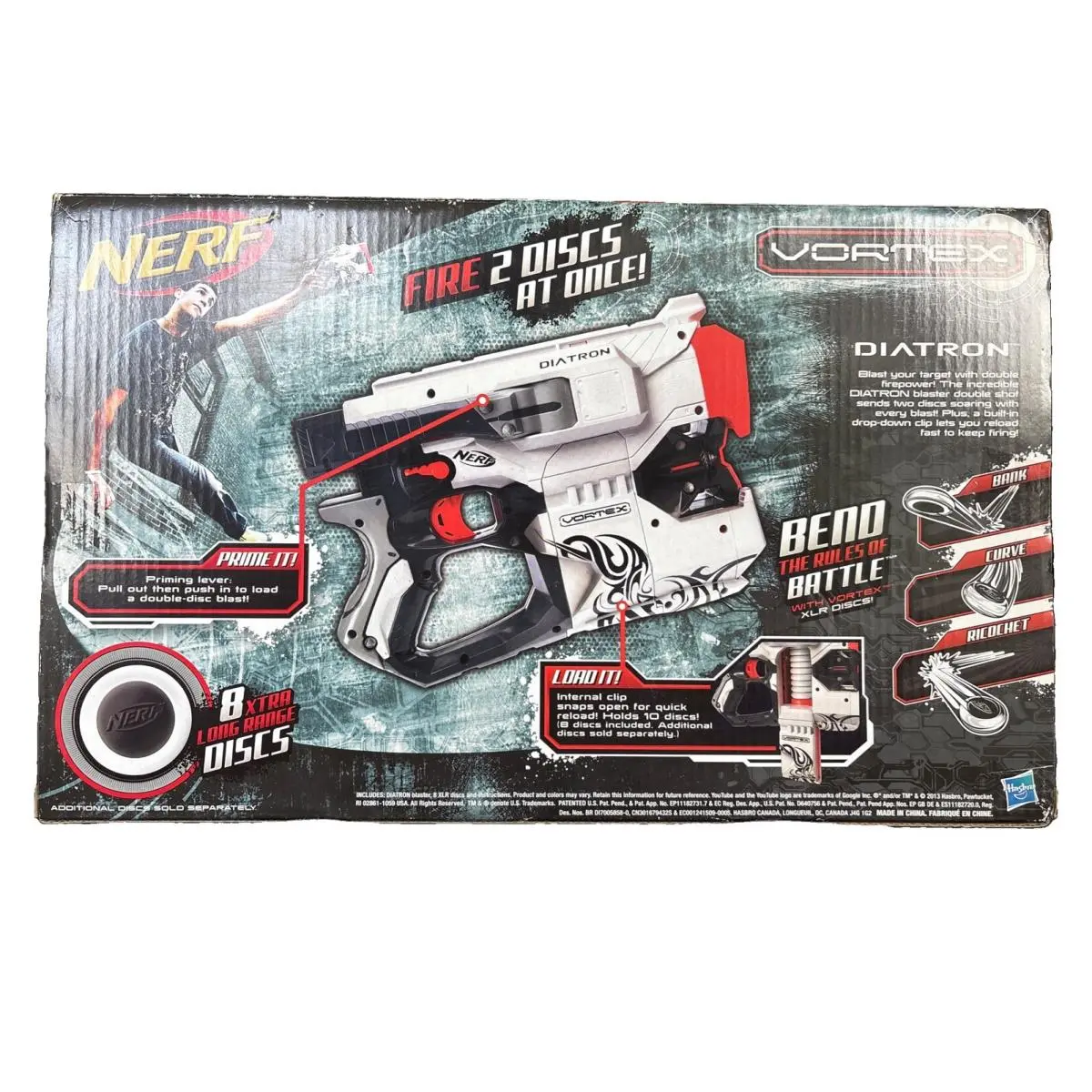 Hasbro Nerf Vortex Diatron Blaster Multishot Madness Fire 2 Discs At Once A1173