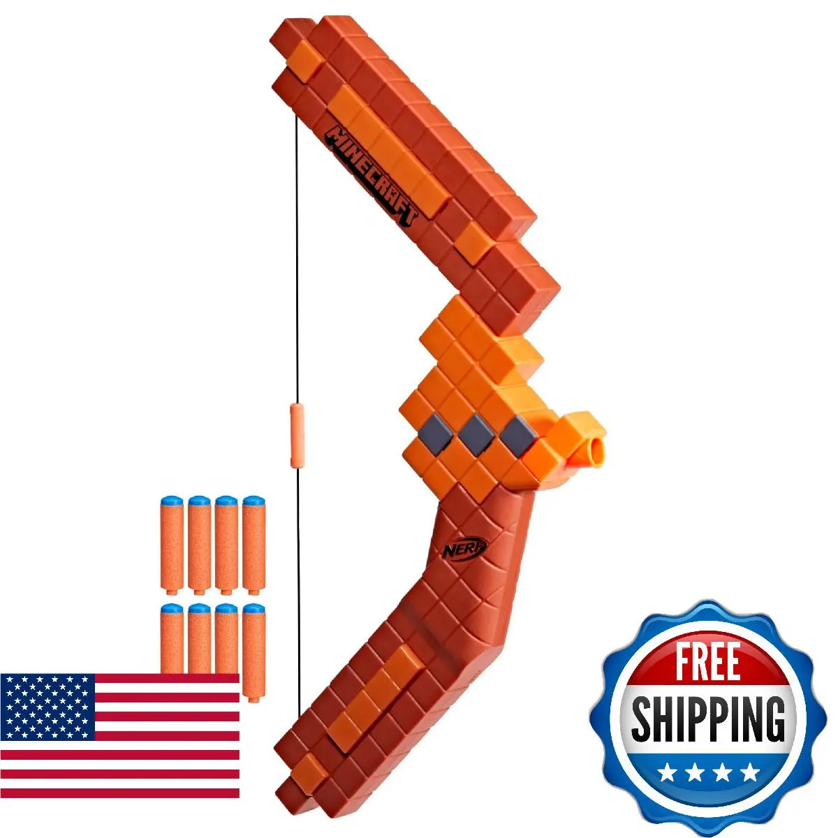 Nerf Minecraft Bow Dart Blaster Pull-back String Priming 8 Nerf N1 Compatible