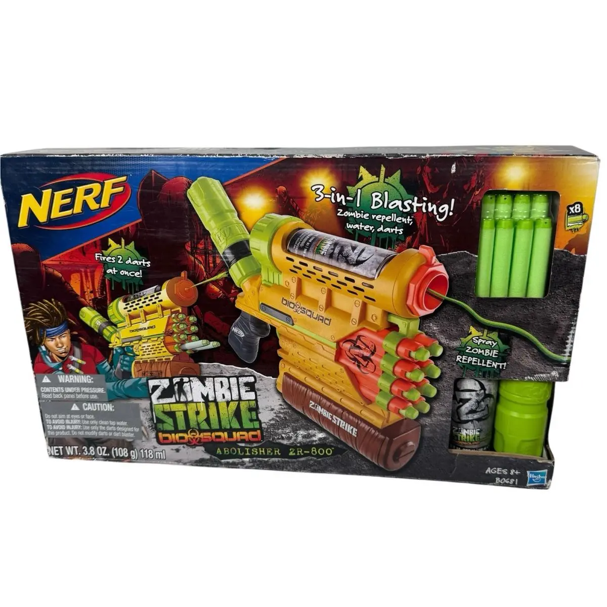 Nerf Zombie Strike Bio Squad Abolisher ZR800 3 In 1 Zombie Repellent Blaster Oop