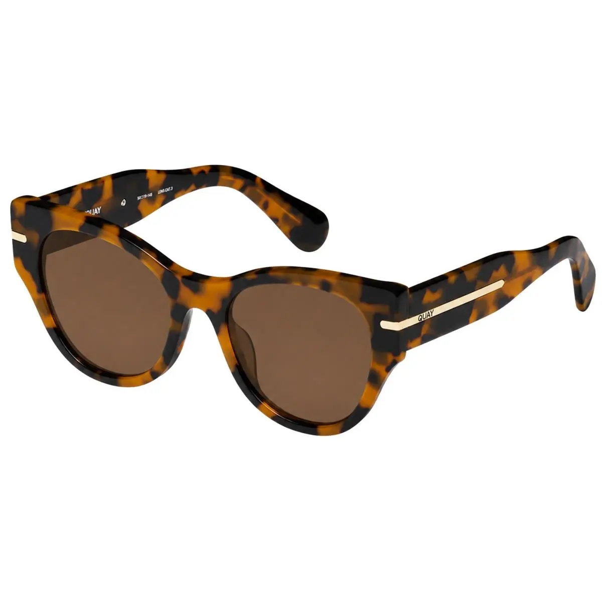 Quay Chit Chat Women`s Modern Round Cat-eye Sunglasses - NO-NS-2330 - Pebble Tortoise/Brown (PBTRTBRN), Frame: Select Variation