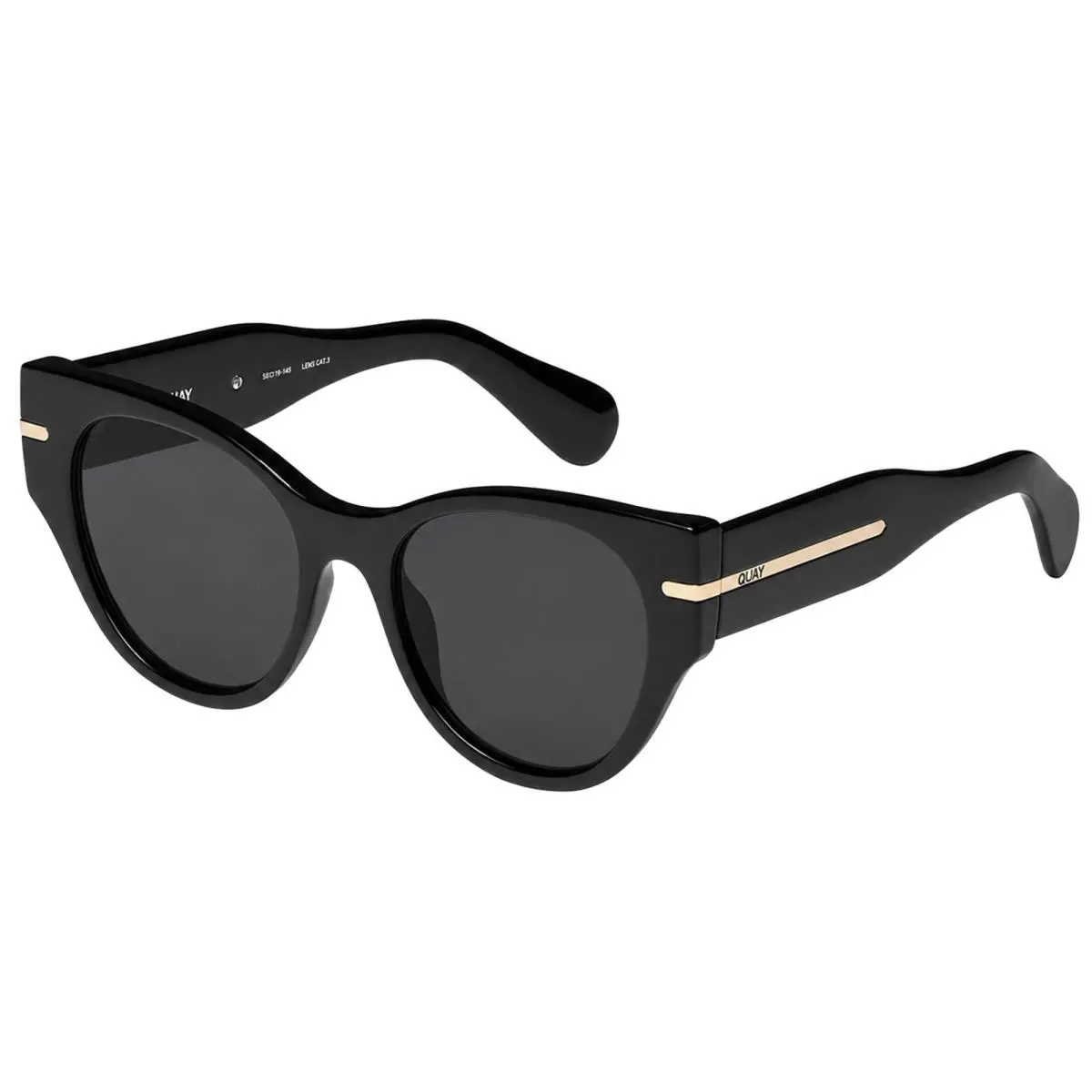 Quay Chit Chat Women`s Modern Round Cat-eye Sunglasses - NO-NS-2330 Black/Smoke (BLKSMK) by QUAY