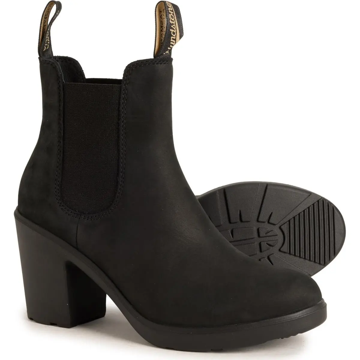 Blundstone 2460 Heeled Chelsea Boots Womens Nubuck Block Heel 2nds - Black