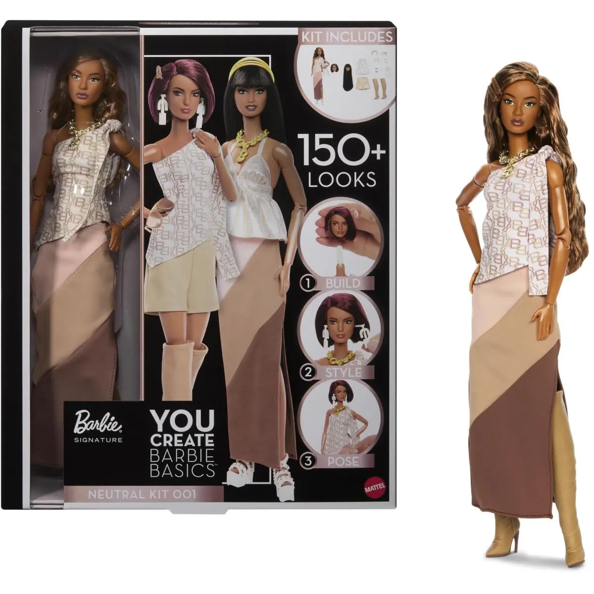Barbie Basics You Create Neutral Kit w/ Customizable Doll 2 Extra Heads More Kit 1