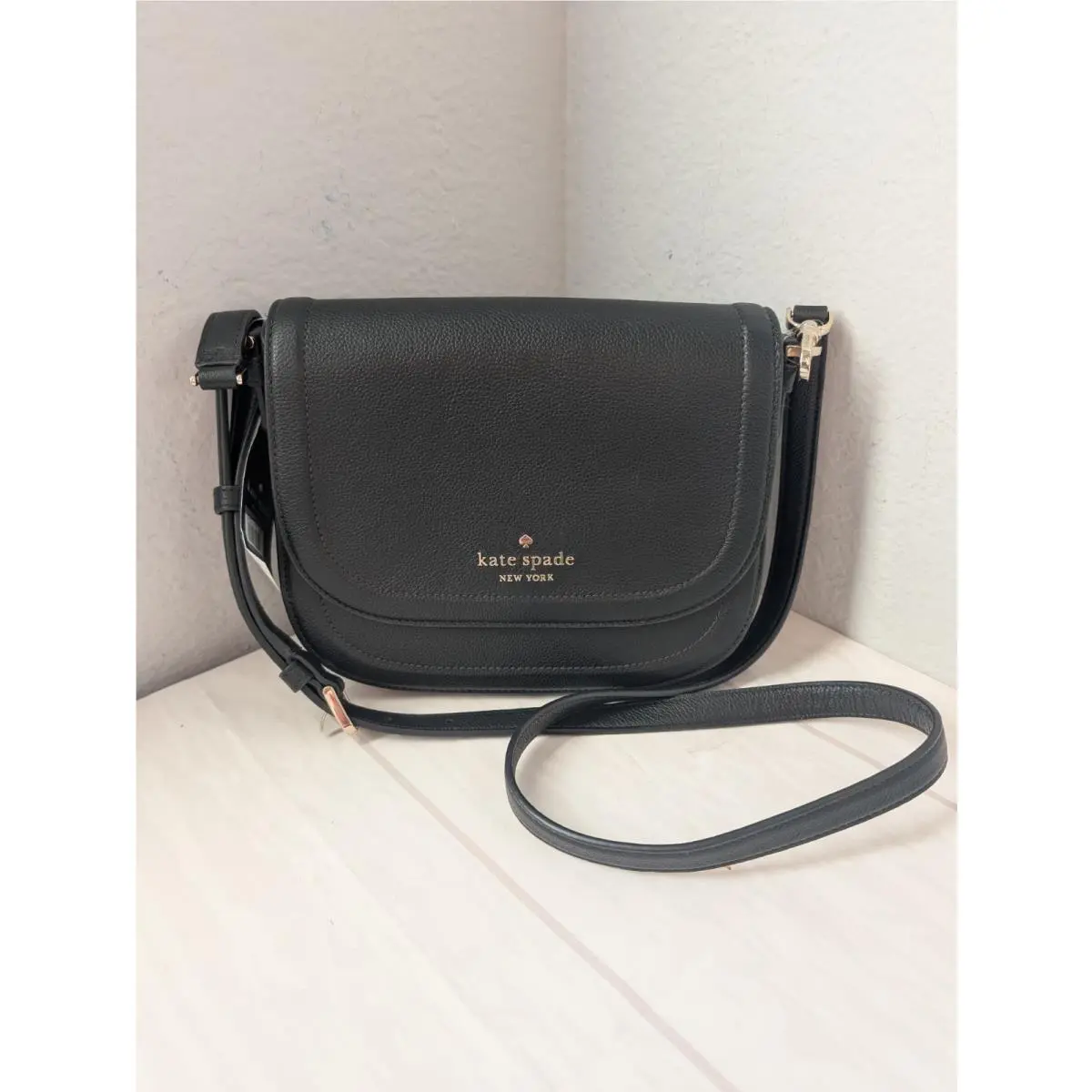 Blake Leather Saddle Bag Crossbody In Black by Kate Spade