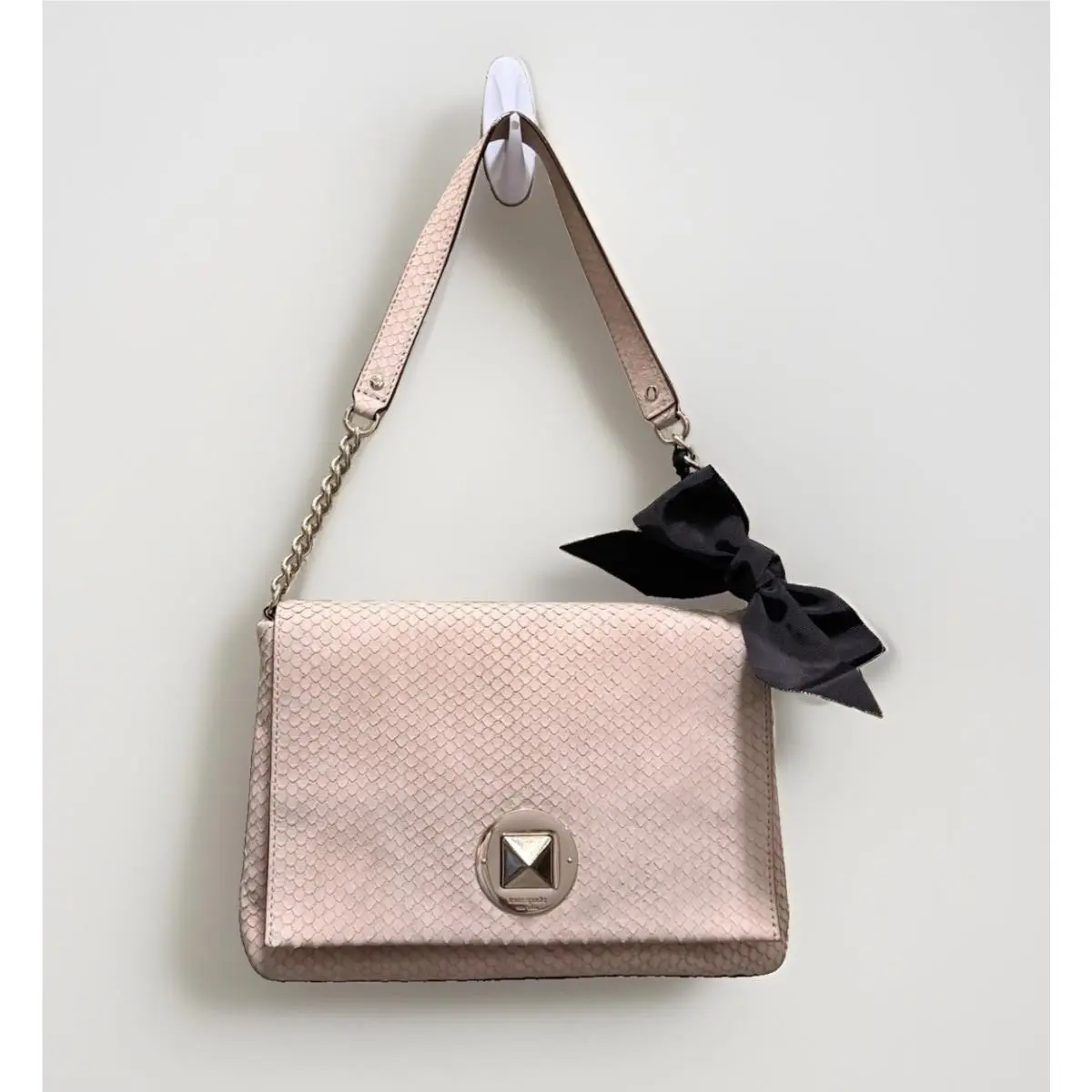 New York Blush Pink Windsor Palace Autumn Leather Bow Shoulder Bag by Kate Spade