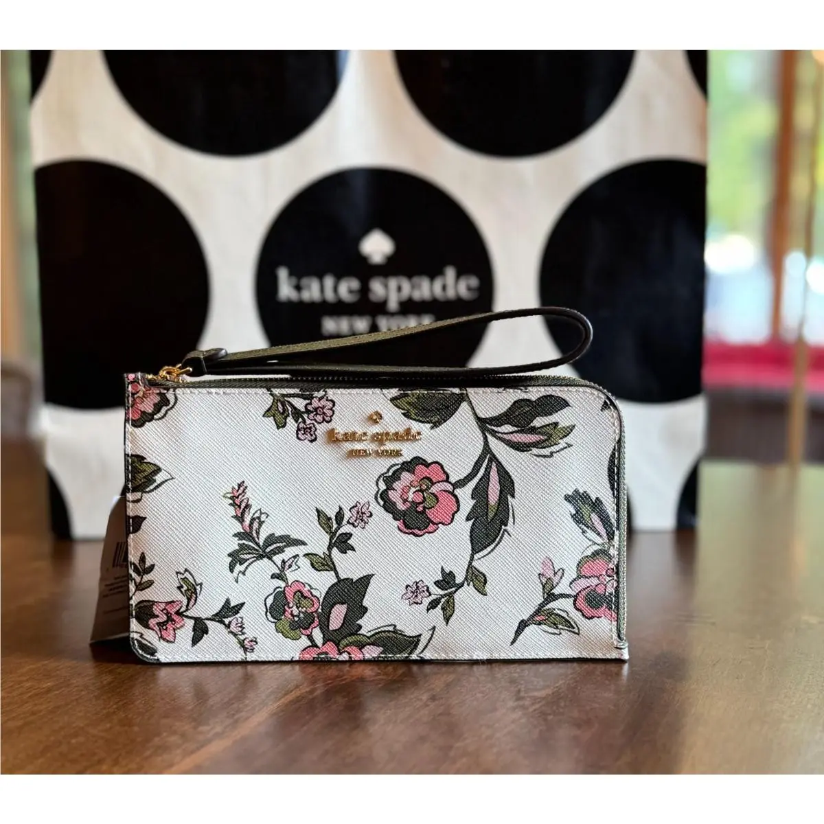 New York Lucy Fall Floral Medium L-zip Wristlet Clutch KL855 Wallet by Kate Spade