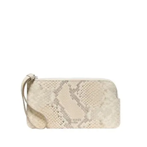 York Zippy Smooth Leather Small Wristlet: Neutral Snake Embossed by Kate Spade
