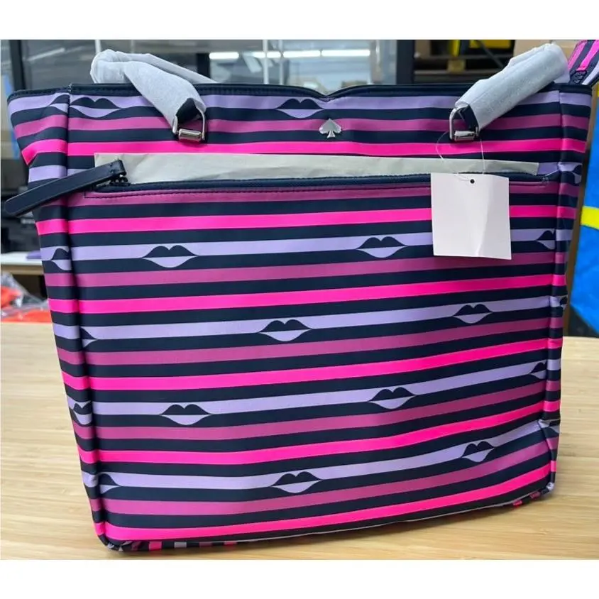 - Jae Nylon Lip Print Large Tote/ Pink Multi Color by Kate Spade