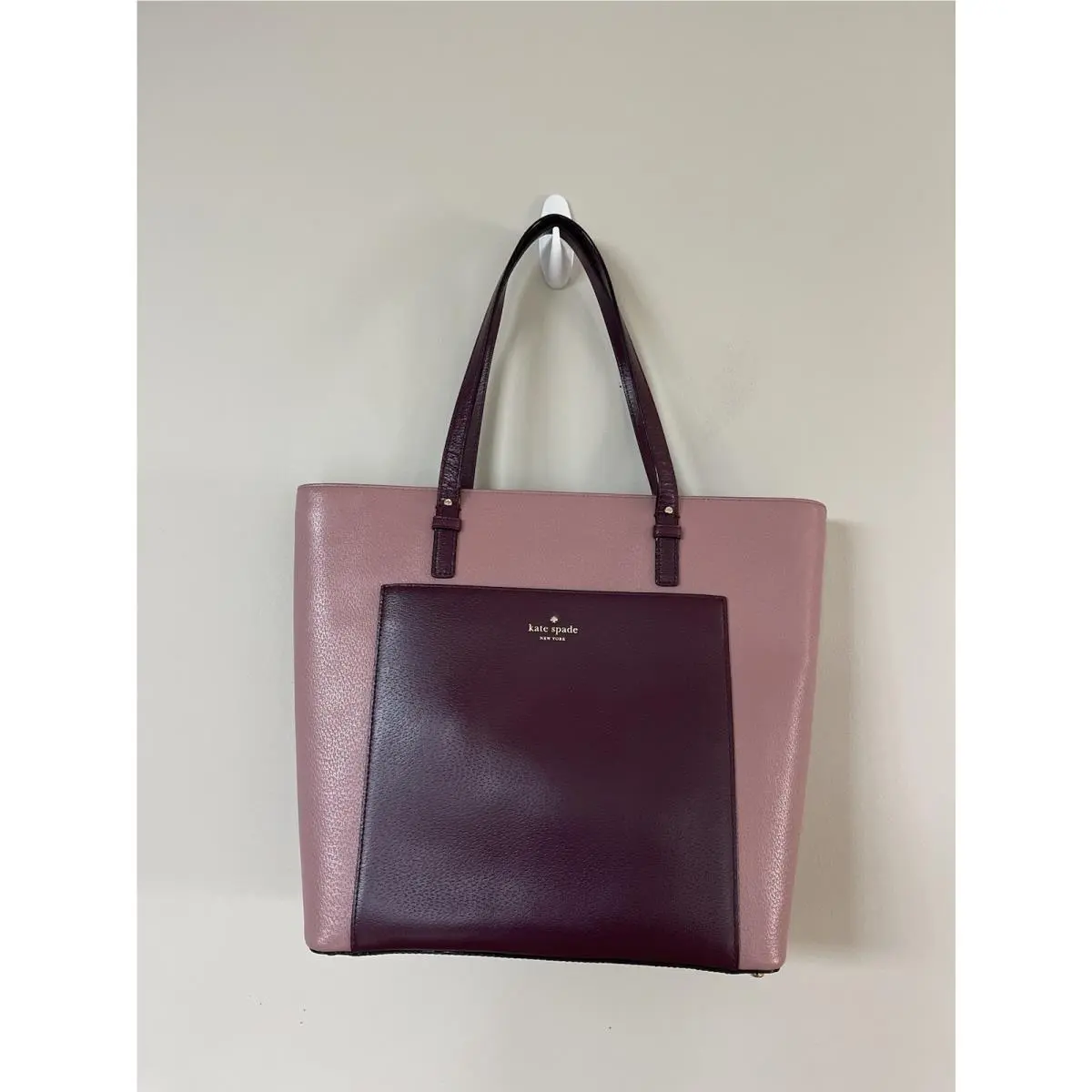 York Tote Bag Grand Purple Color Block Sadie Leather Mauve by Kate Spade