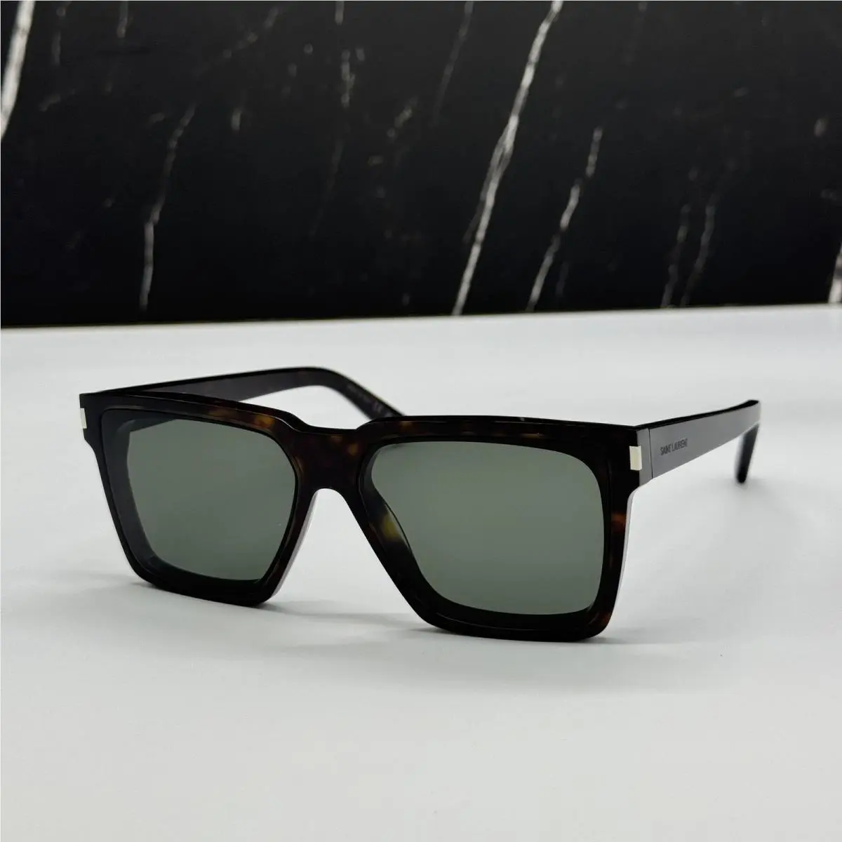 Saint Laurent SL610 002 Havana Grey Square Unisex Sunglasses