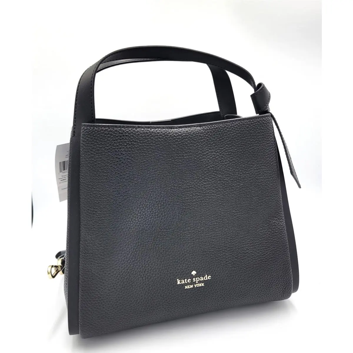 Knott Carryall Black Leather Top Handle Crossbody Bag by Kate Spade