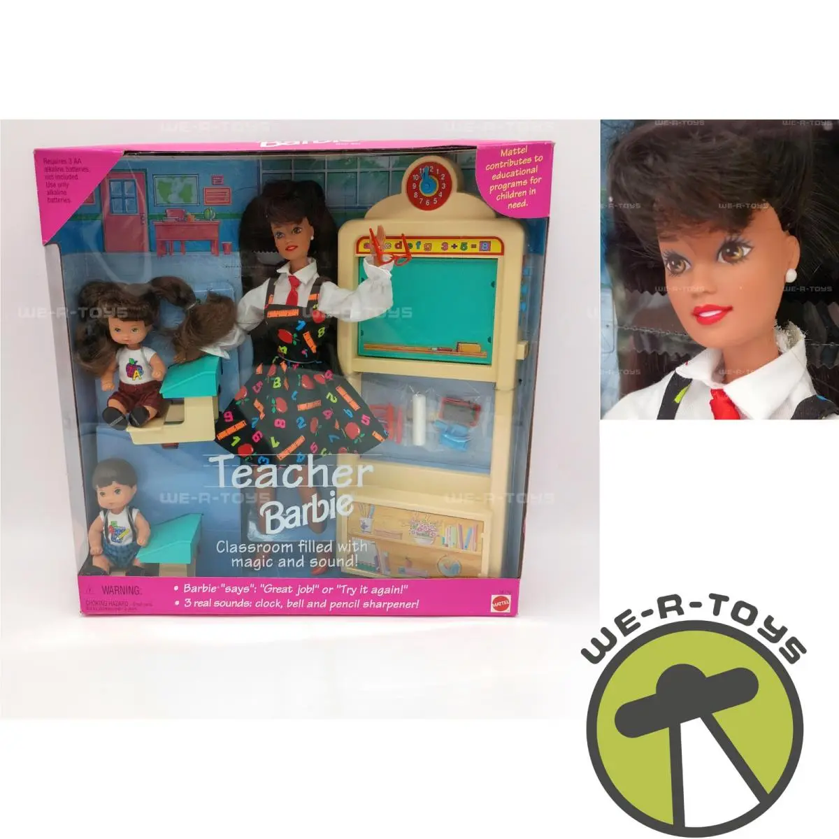 Teacher Barbie Doll Brunette Set with 2 Students 16210 Mattel 1995