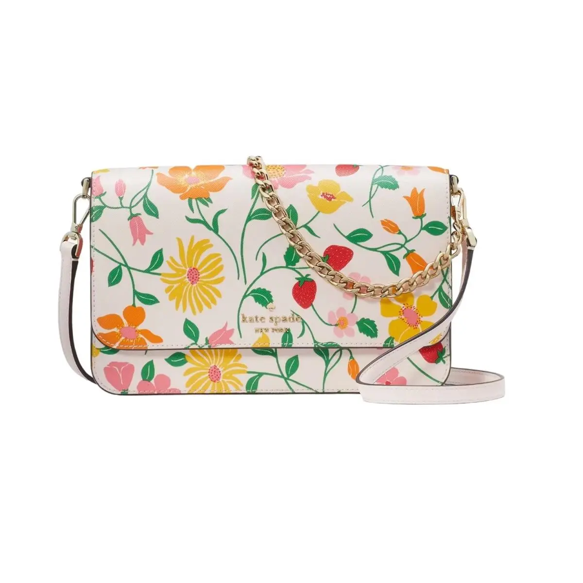 Madison Strawberry Garden Printed Flap Convertible Crossbody by Kate Spade