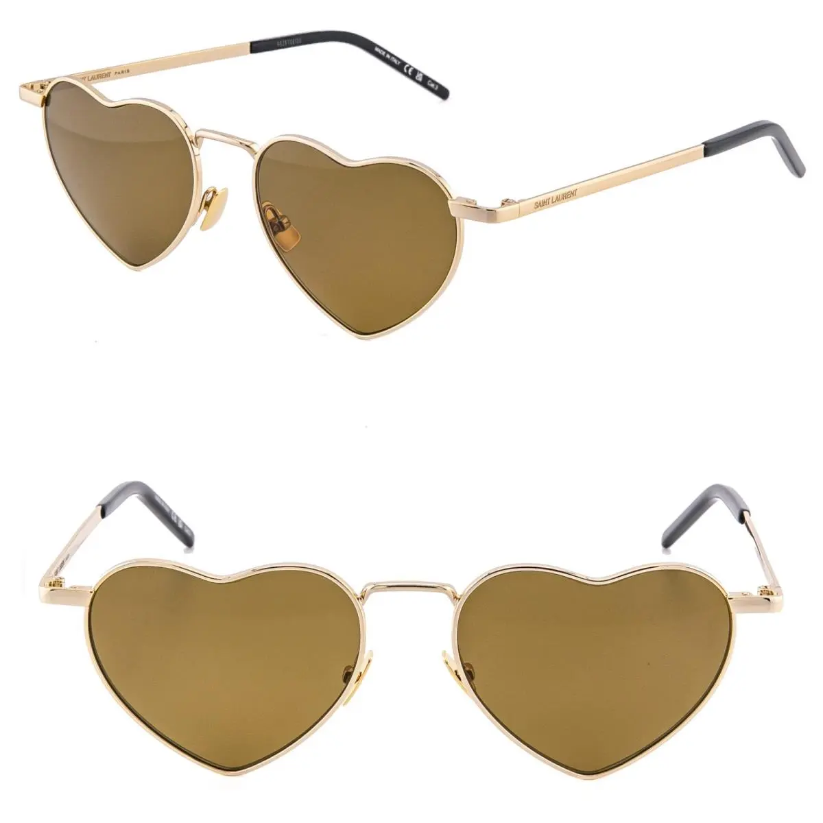 Saint Laurent SL301 Loulou 301 Ysl Gold Brown Love Heart Metal Sunglasses 015 by Yves Saint Laurent