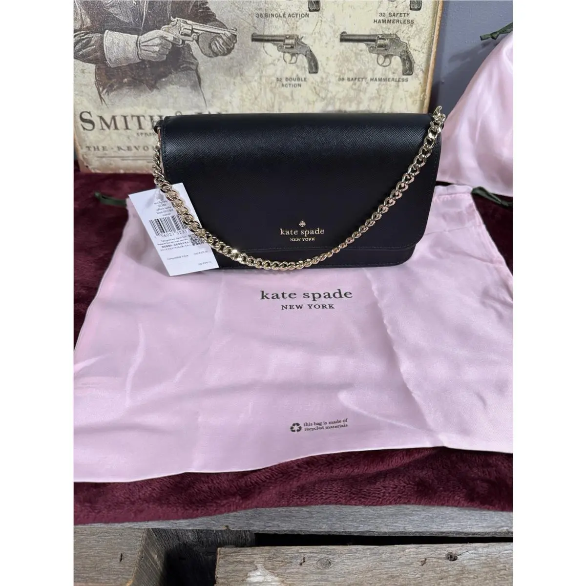 Madison Saffiano Leather Crossbody with Gold Chain Clutch Strap by Kate Spade