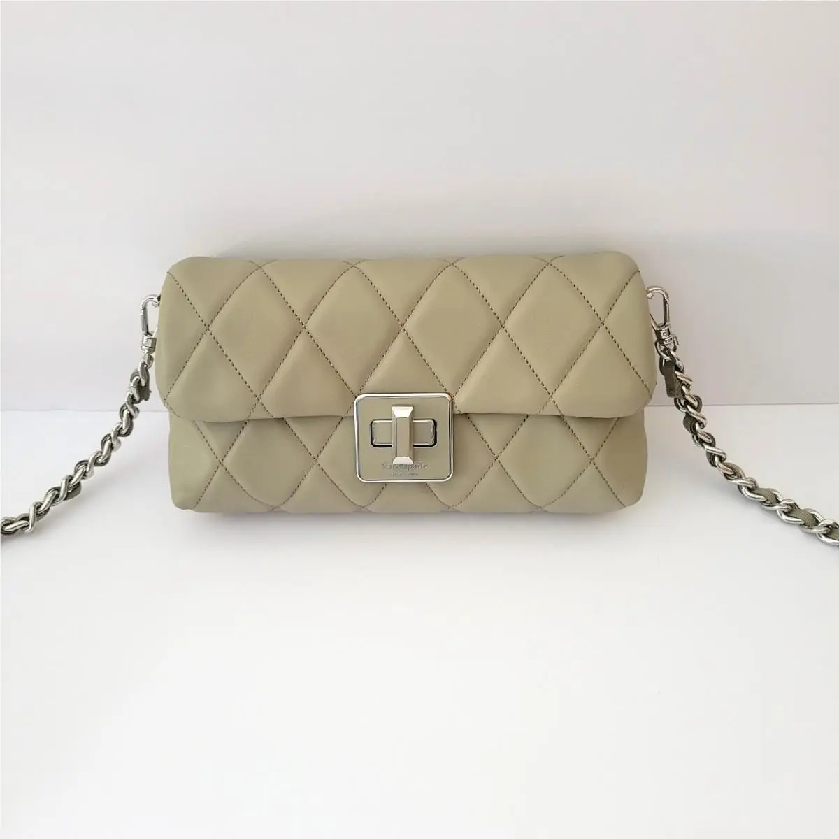 KM531 Carey Smooth Quilted Leather Mini Crossbody Wallet Chain Elm by Kate Spade