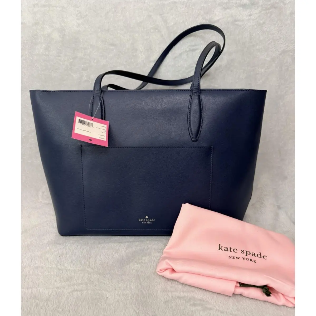 Nwt`s Adel Navy Blue Leather Large Zip Tote Handbag Purse by Kate Spade