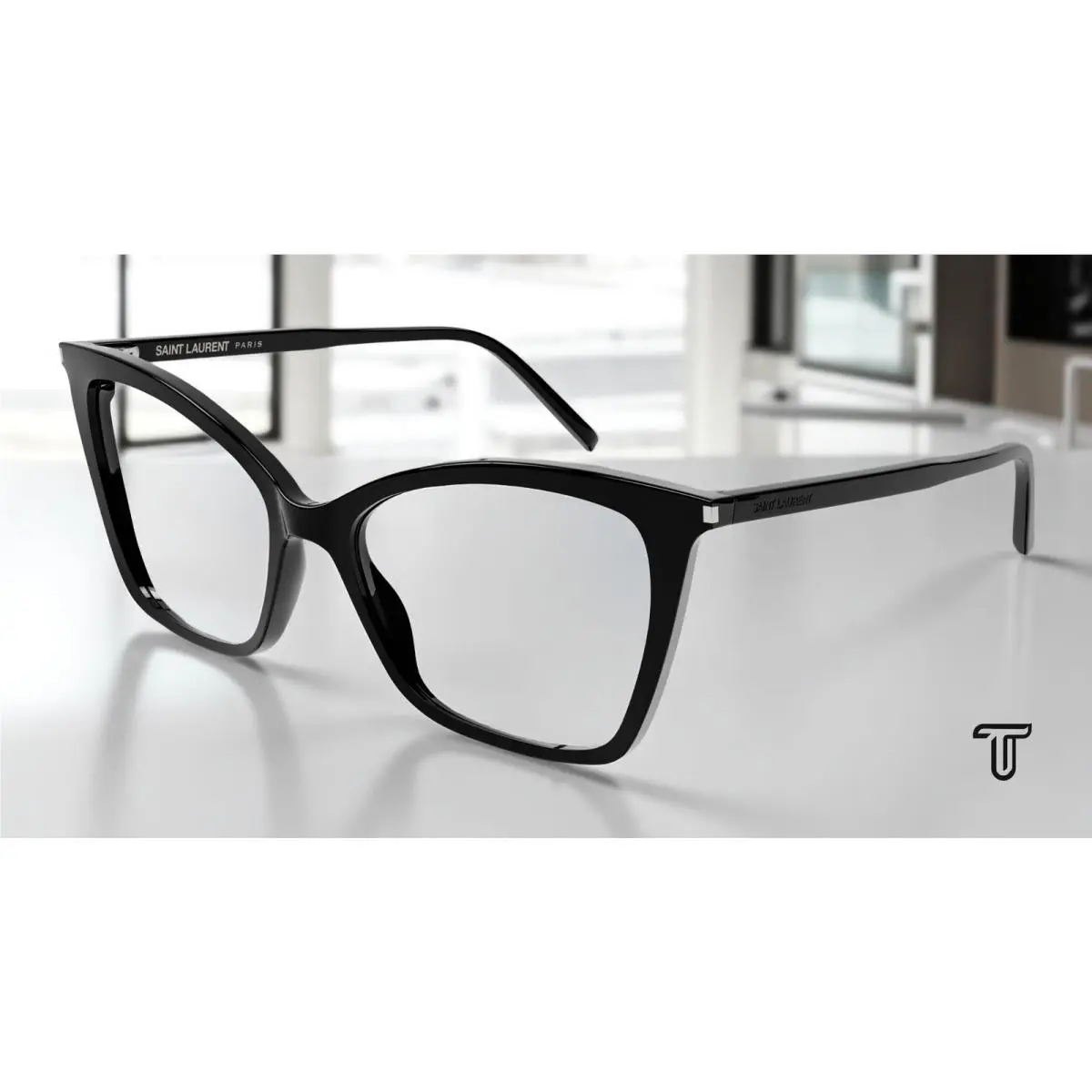Saint Laurent SL 386 Sun 001 Cat Eye Black Transparent 53 mm Women`s Sunglasses