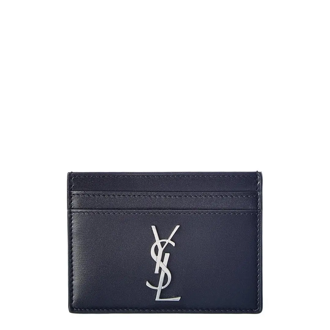Saint Laurent Monogram Leather Card Case Men`s Black U by Yves Saint Laurent