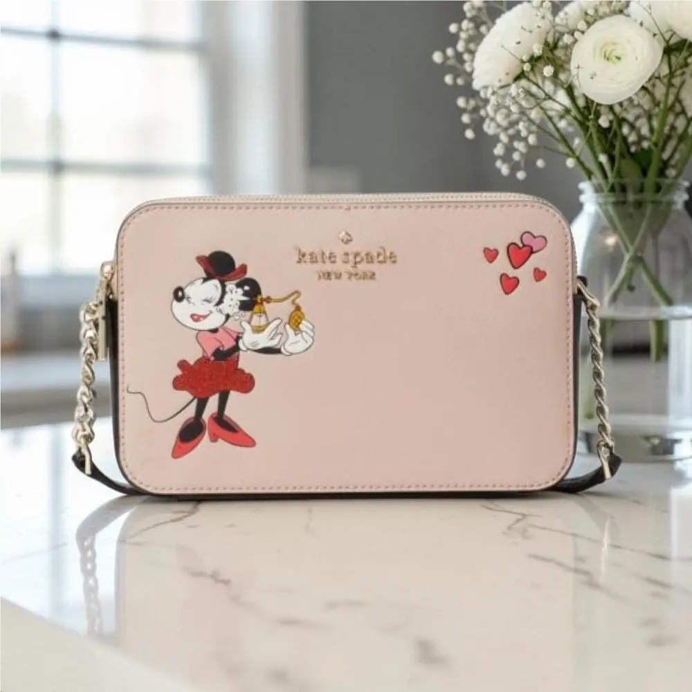 York Disney Minnie Mouse Double Zip Crossbody Bag Leather by Kate Spade