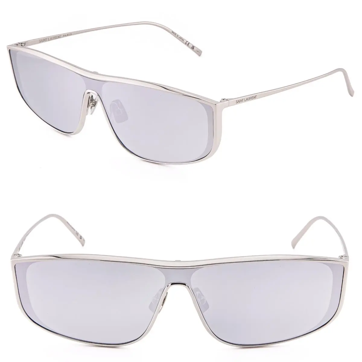 Saint Laurent Luna SL 605 SL605 Silver Mirror Aviator Metal Sunglass Unisex 003