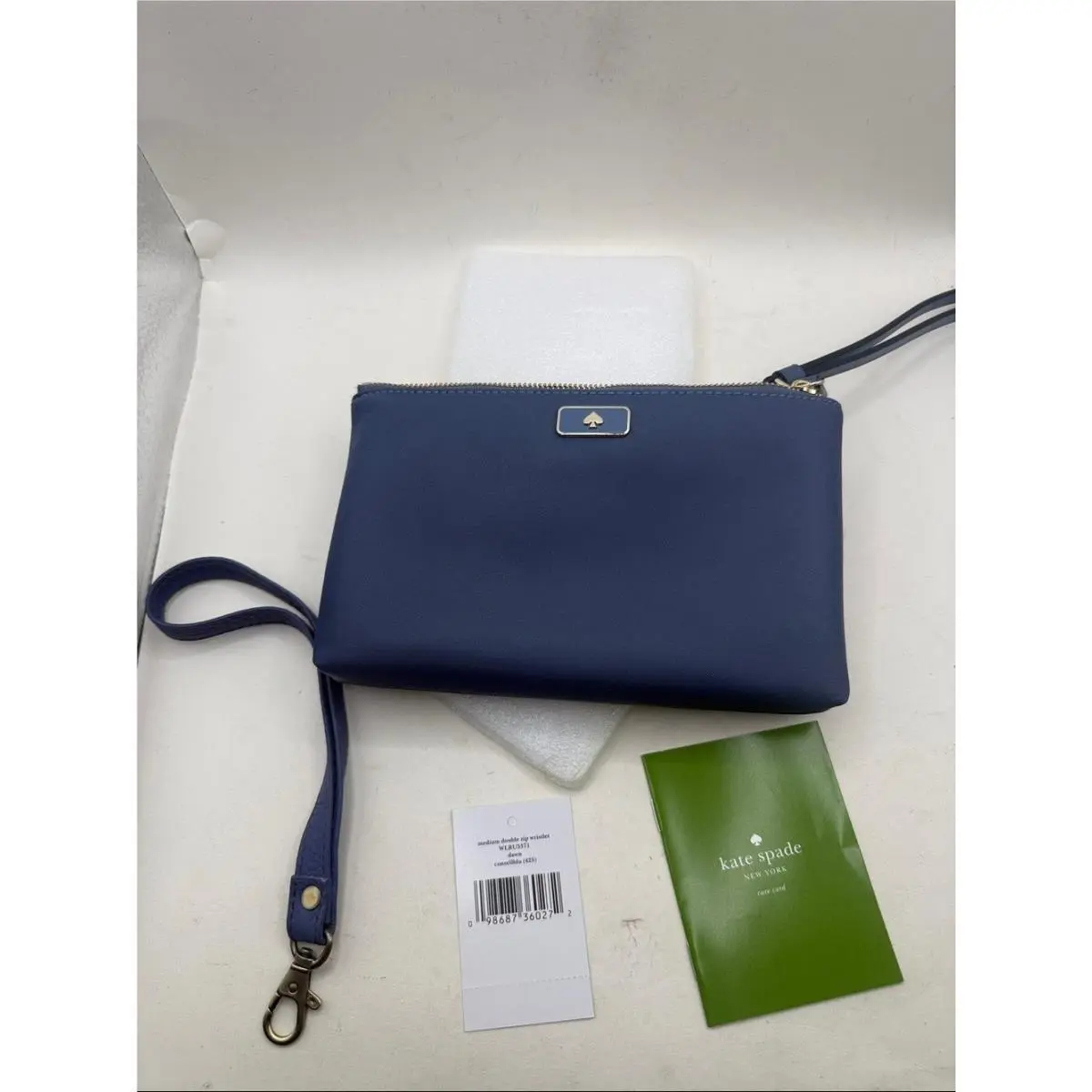 Medium Double Zip Wristlet Wallet Blue ID Card Holder Clutch by Kate Spade