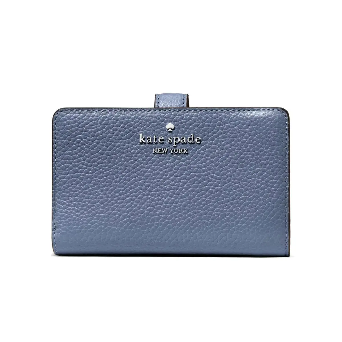 New  Medium Compact Bifold Wallet Pebble Leather Cinder Grey by Kate Spade