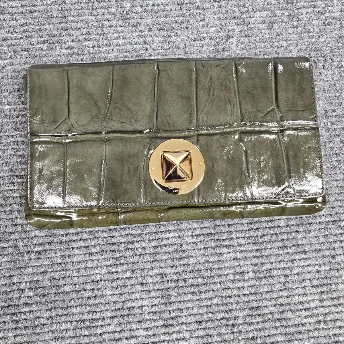Monette Knightsbridge Clutch Graphite Croc Patent Leather by Kate Spade
