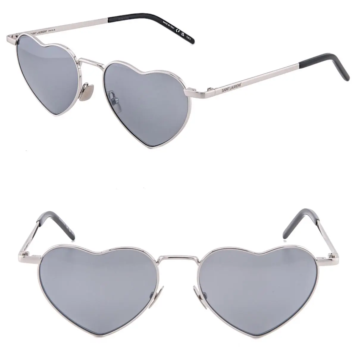 Saint Laurent SL301 Loulou 301 Ysl Gray Silver Mirror Heart Metal Sunglass 014 by Yves Saint Laurent