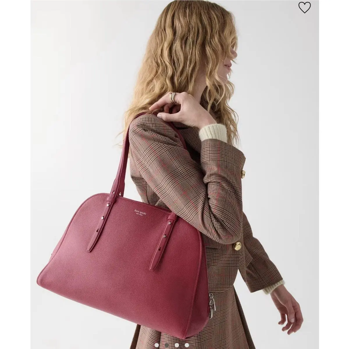 New York Pebbled Leather Maise Carryall Tote Bag Red Jam by Kate Spade