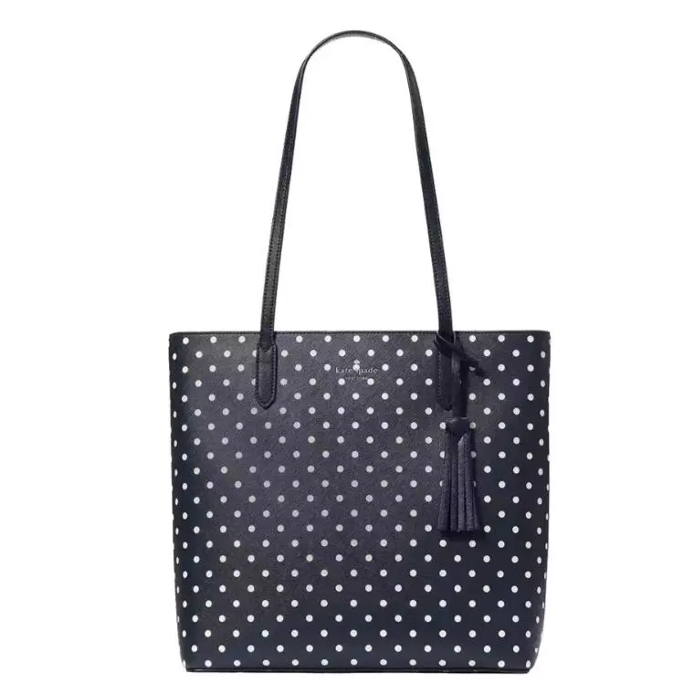 Kate Spade New York Large Jana Tote Bag Leather Shouder Bag Blazer Blue Multi - Handle/Strap: Blue, Exterior: Blue, Lining: Blue