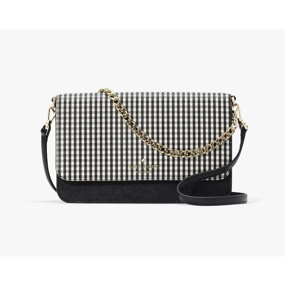 Madison Jazzy Gingham Convertible Crossbody Black Multi by Kate Spade