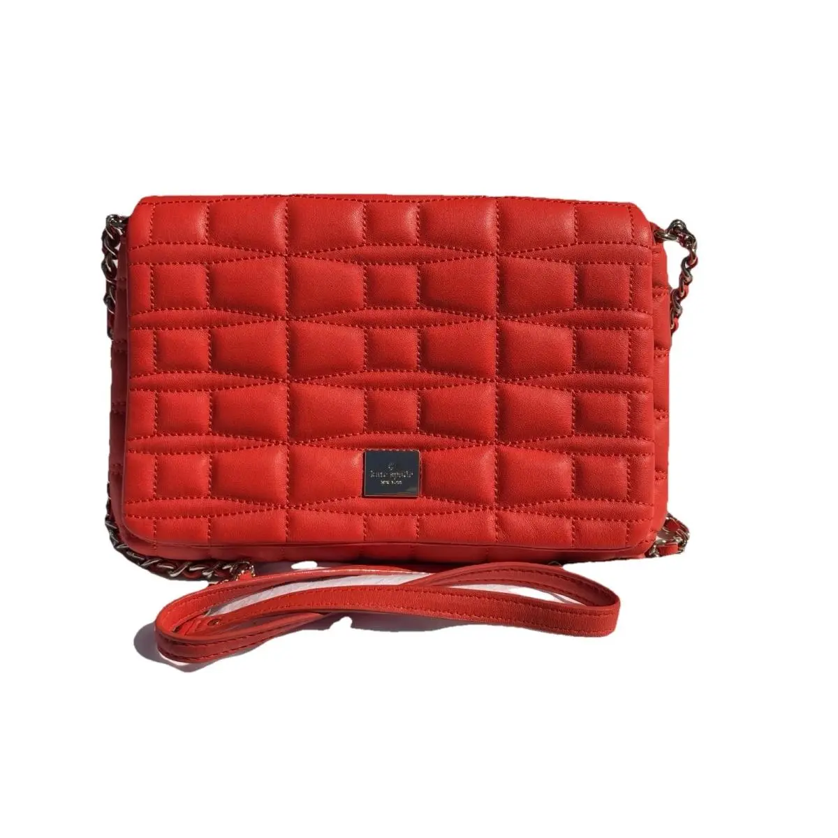 Brianne Quilted Leather Crossbody Bag Flame Red PXRU3530 by Kate Spade